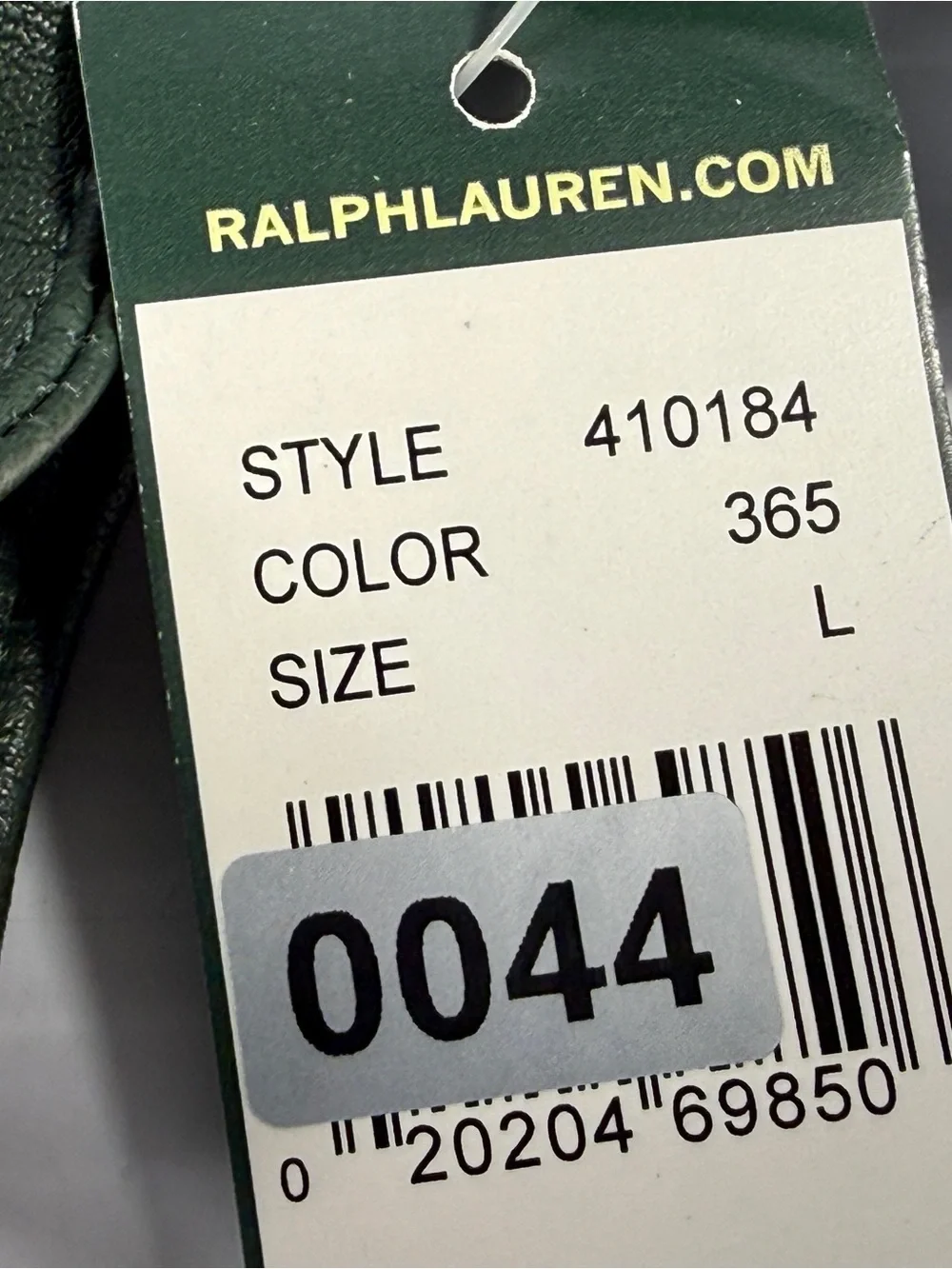 Lauren Ralph Lauren Women’s  Dark Green Leather Zip Gloves
